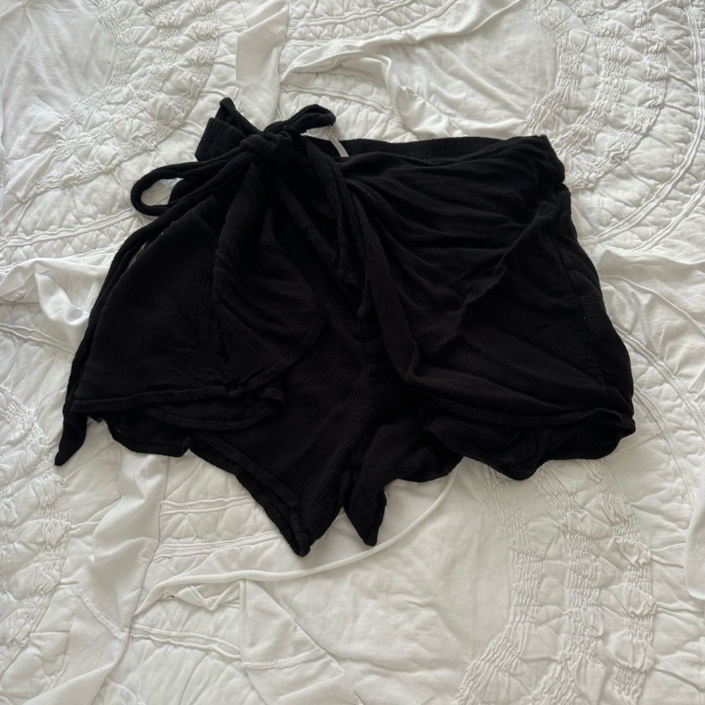 Free people tie front black shorts
